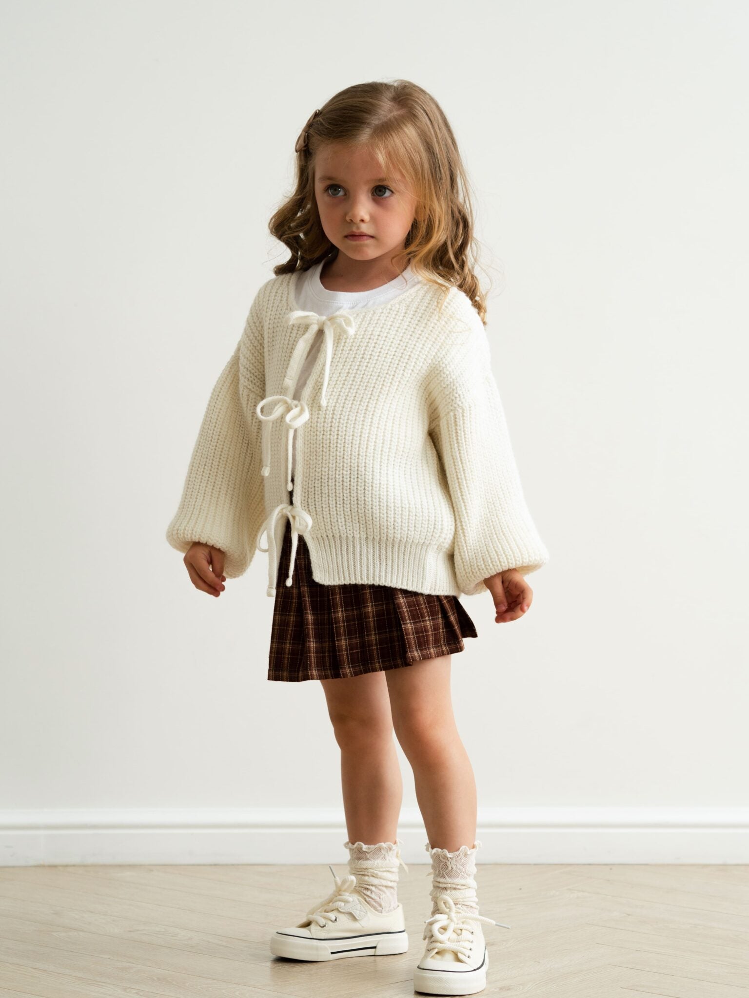 Cardigan laço de algodão