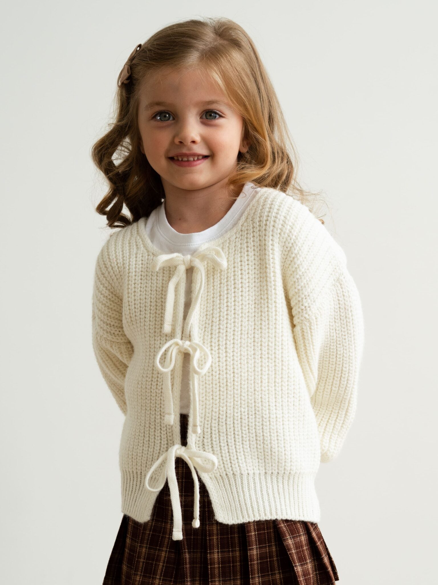 Cardigan laço de algodão