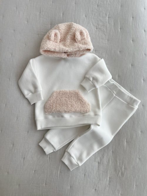 Conjunto Ursinho de Neve - Off White com Detalhes Rosados